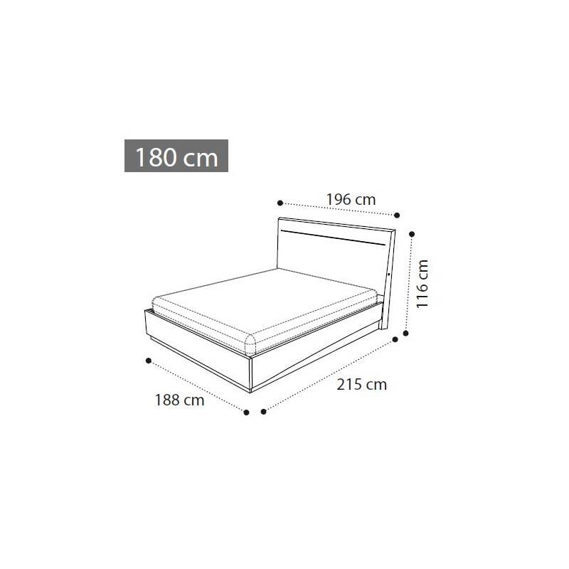 Размеры кровати Legno 180x200 коллекции Platinum Sabbia Camelgroup, 136LET.44BS